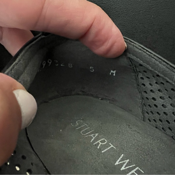 Stuart Weitzman Black  Patent Leather Low Heels Flat Mesh Silver  Buckle Size 5 - Picture 6 of 10